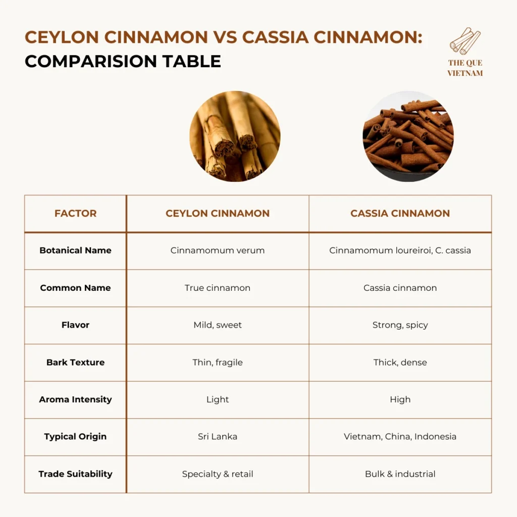 ceylon cinnamon vs cassia cinnamon comparation
